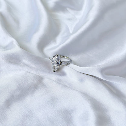 Solitaire Cubic Zirconia Ice Cut American Diamond Silver Plated Adjustable Ring