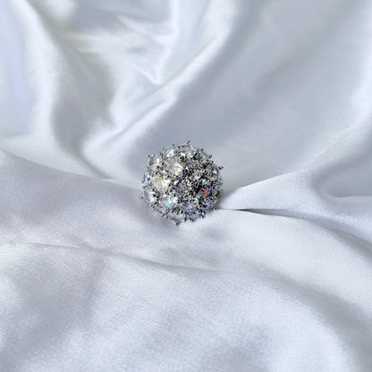 Solitaire Cubic Zirconia Ice Cut American Diamond Silver Plated Adjustable Ring
