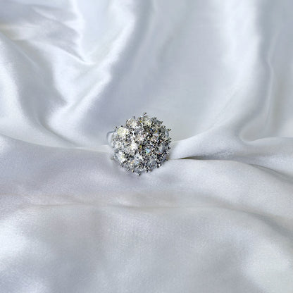 Solitaire Cubic Zirconia Ice Cut American Diamond Silver Plated Adjustable Ring