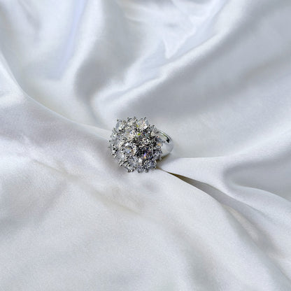 Solitaire Cubic Zirconia Ice Cut American Diamond Silver Plated Adjustable Ring