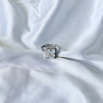 Solitaire Cubic Zirconia Ice Cut American Diamond Silver Plated Adjustable Ring