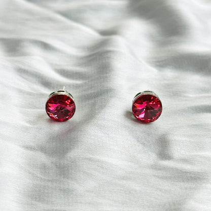 Red Siam Swarovski Crystal Silver Plated Pendant Set