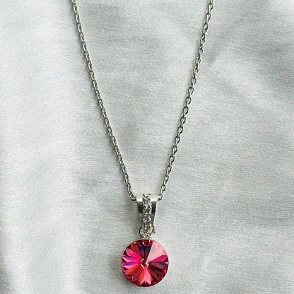Red Siam Swarovski Crystal Silver Plated Pendant Set