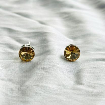 Light Yellow Colorado Topaz Swarovski Crystal Silver Plated Pendant Set