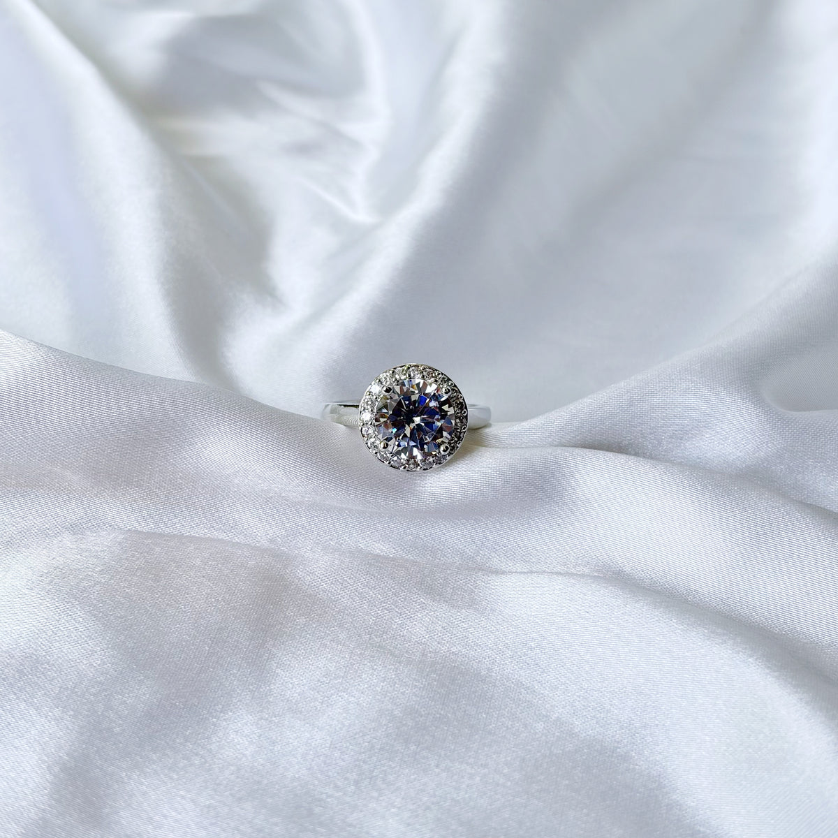 Solitaire Cubic Zirconia Ice Cut American Diamond Silver Plated Adjustable Ring