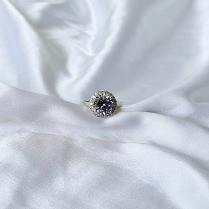 Solitaire Cubic Zirconia Ice Cut American Diamond Silver Plated Adjustable Ring