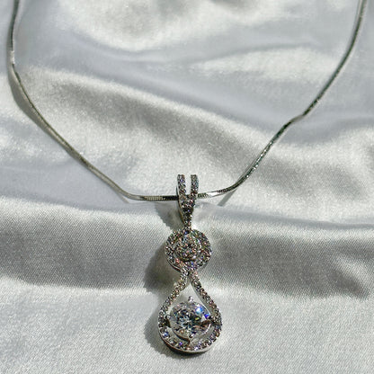 American Diamond Silver Plated Pendant Set