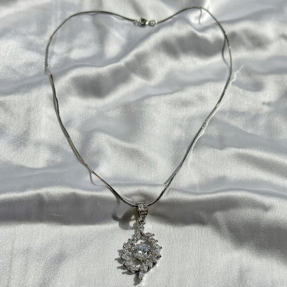American Diamond Silver Plated Pendant Set