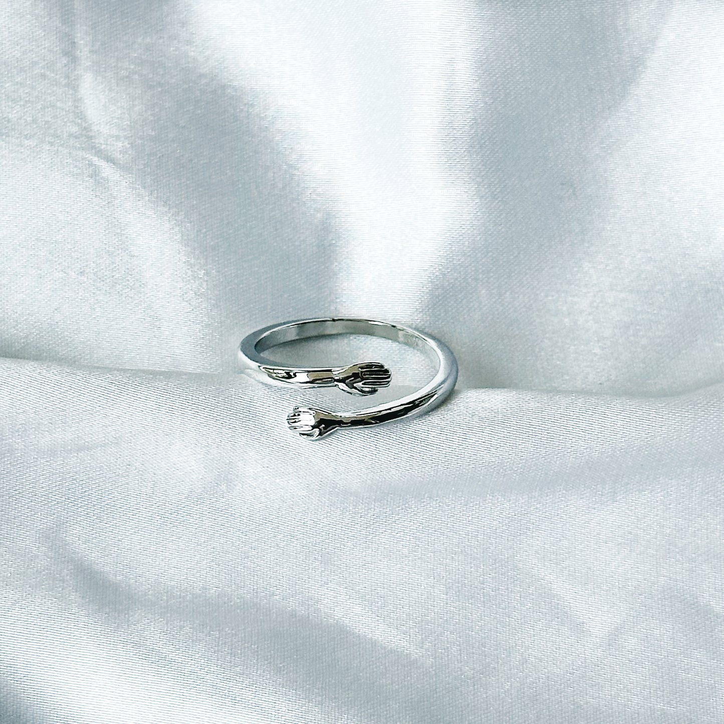 Hug Design Silver Plated Adjustable Ring