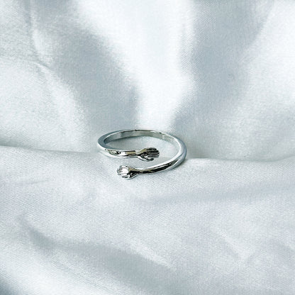 Hug Design Silver Plated Adjustable Ring