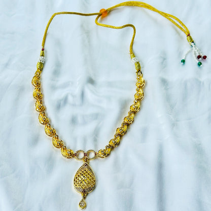 Drop Design American Diamond 1 Micron Gold Plated Necklace Set