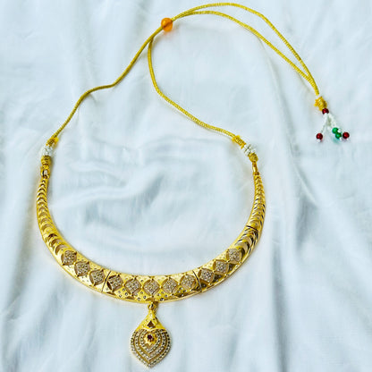 Drop Design American Diamond 1 Micron Gold Plated Necklace Set