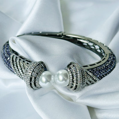 Light Purple Amethyst Cubic Zircon American Diamond Victorian Plated Bangle Bracelet
