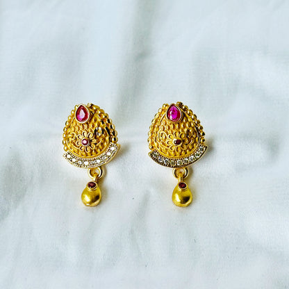 Drop Design American Diamond 1 Micron Gold Plated Pendant Set