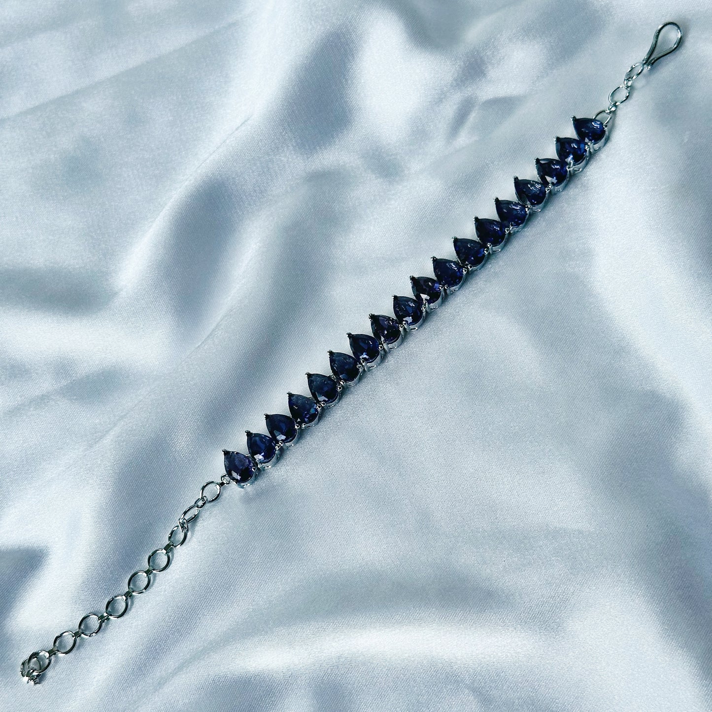 Deep Purple Amethyst Cubic Zircon Stone American Diamond Silver Plated Chain Bracelet