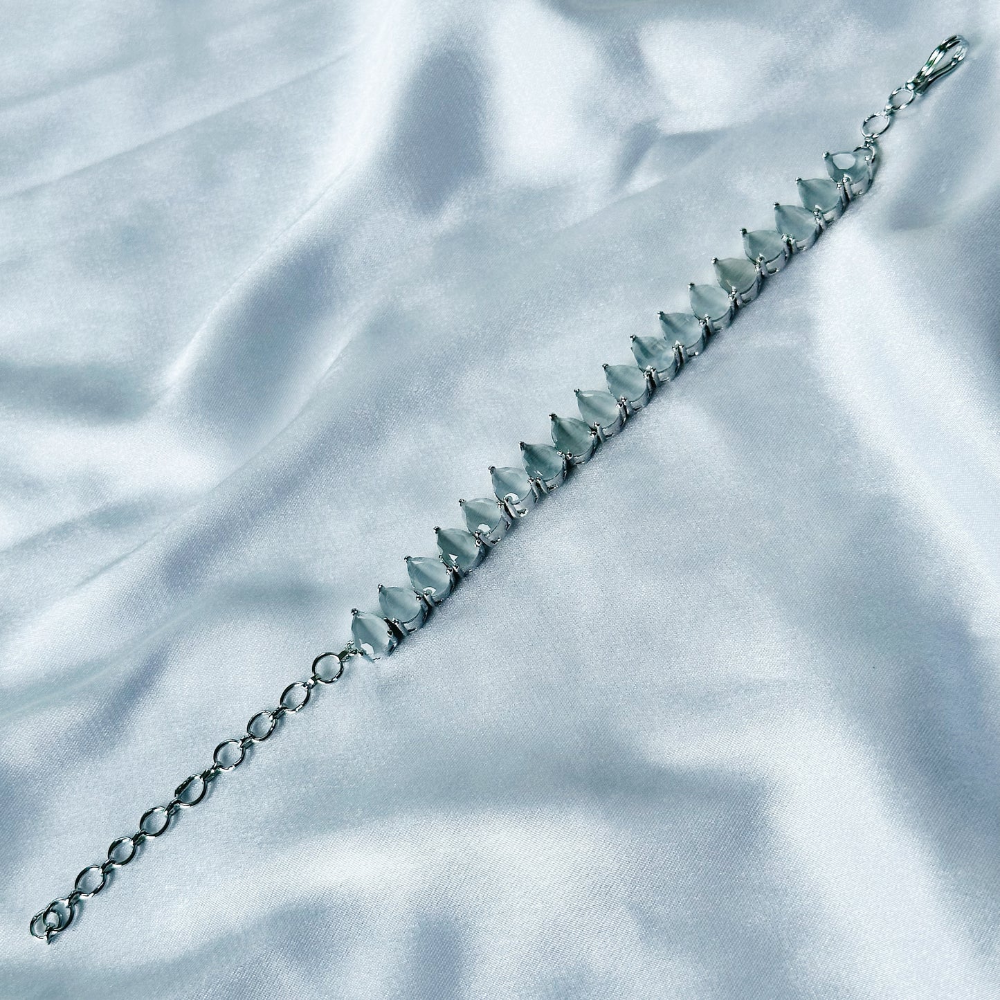 Grey Zircon Stone American Diamond Silver Plated Chain Bracelet