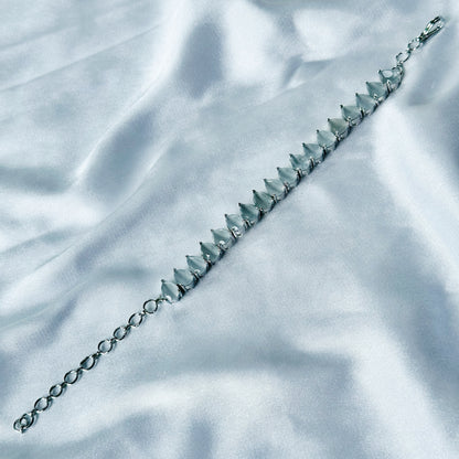 Grey Zircon Stone American Diamond Silver Plated Chain Bracelet