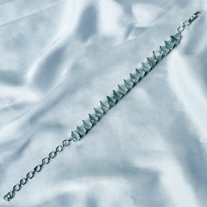 Grey Zircon Stone American Diamond Silver Plated Chain Bracelet