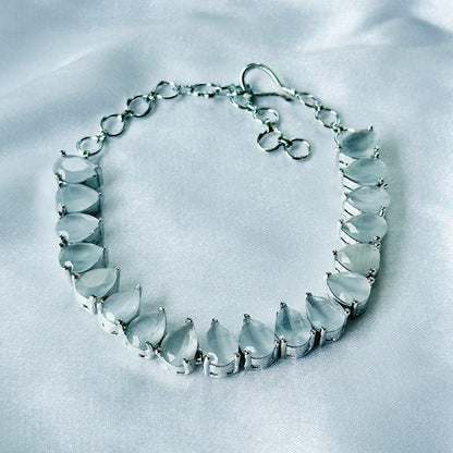 Grey Zircon Stone American Diamond Silver Plated Chain Bracelet