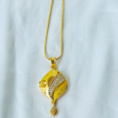Drop Design American Diamond 1 Micron Gold Plated Pendant Set