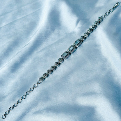Grey Zircon Stone American Diamond Silver Plated Chain Bracelet