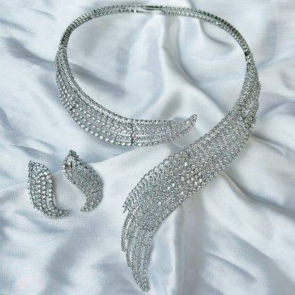 Solitaire Inspired CZ Silver-Plated Necklace Set