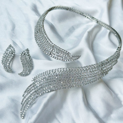 Solitaire Inspired CZ Silver-Plated Necklace Set