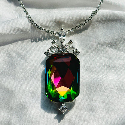 Multi-Color Vitrail Medium Swarovski Crystal Silver Plated Pendant Set