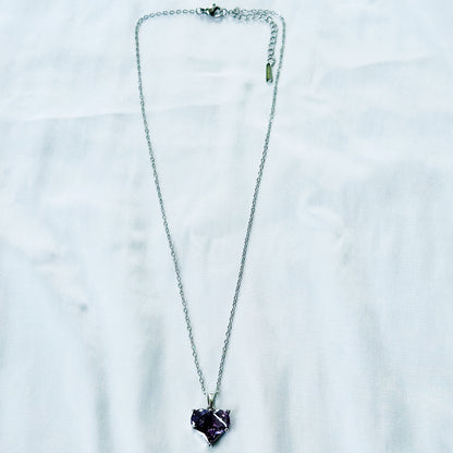 Purple Amethyst Cubic Zirconia American Diamond Silver Plated Stainless Steel Necklace