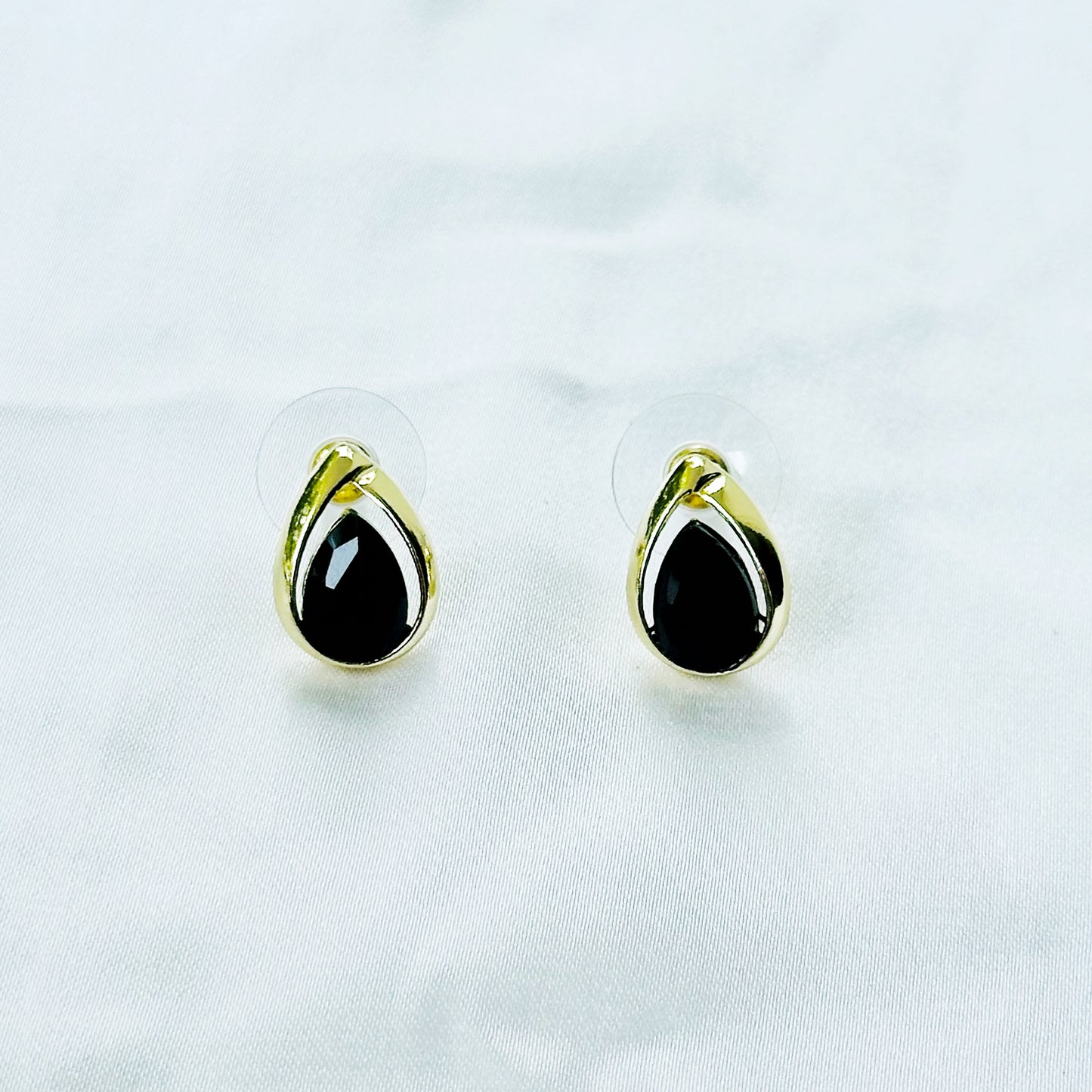 Black Zirconia American Diamond Gold Plated Pendant Set