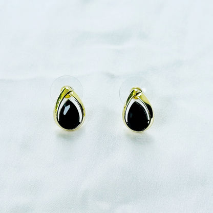Black Zirconia American Diamond Gold Plated Pendant Set