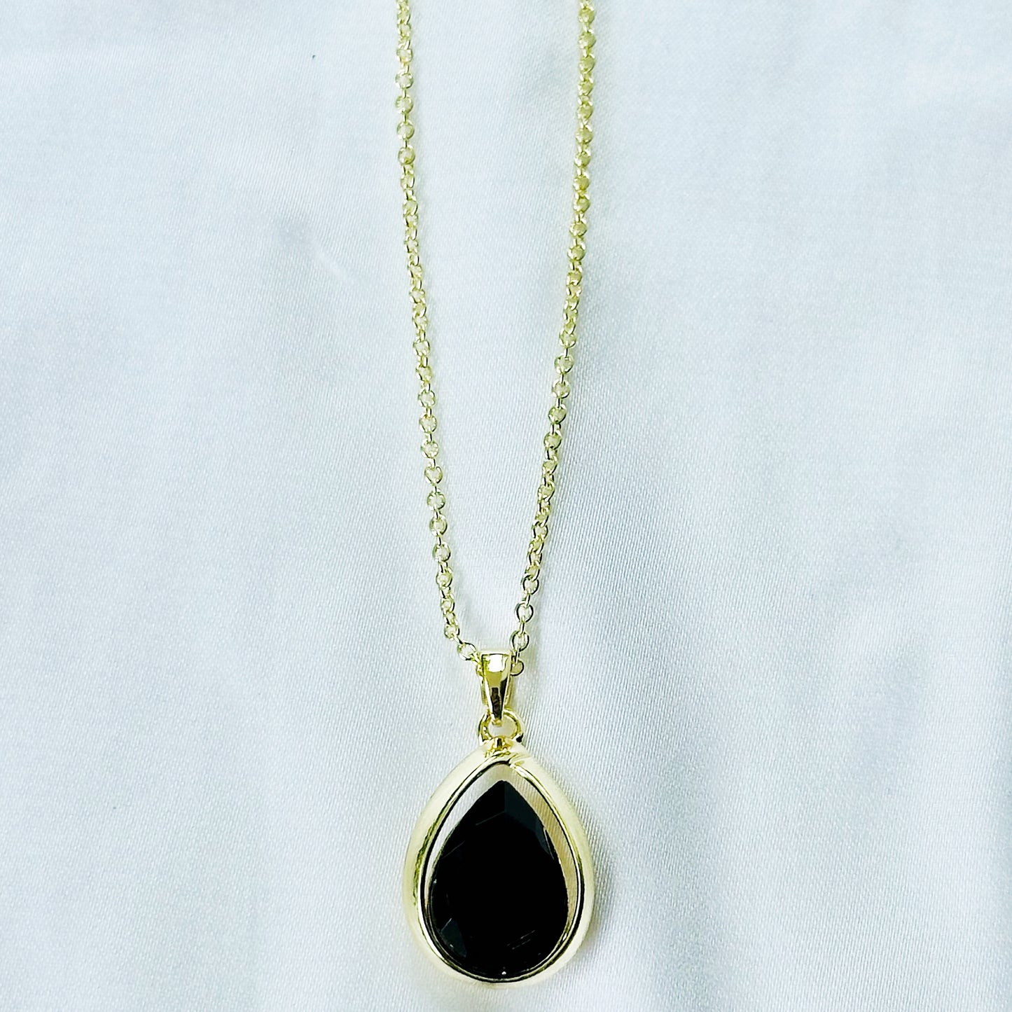 Black Zirconia American Diamond Gold Plated Pendant Set