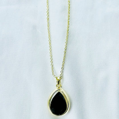 Black Zirconia American Diamond Gold Plated Pendant Set