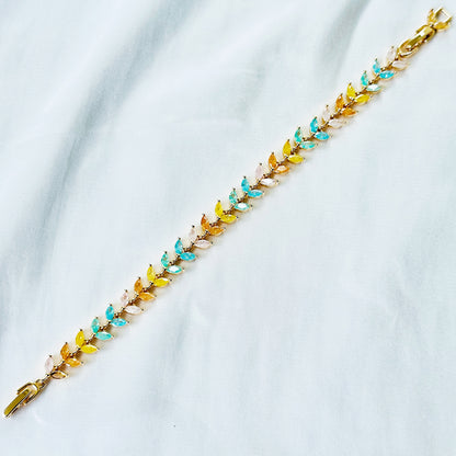 Multi Color Sugar Stones Gold Plated Stainless Steel Bracelet