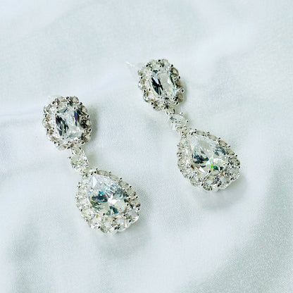 Solitaire Cubic Zirconia Ice Cut American Diamond Silver Plated Earrings