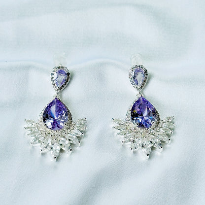 Light Purple Amethyst Cubic Zirconia American Diamond Silver Plated Earrings