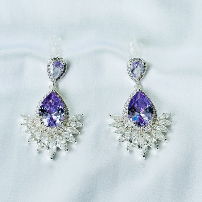 Light Purple Amethyst Cubic Zirconia American Diamond Silver Plated Earrings