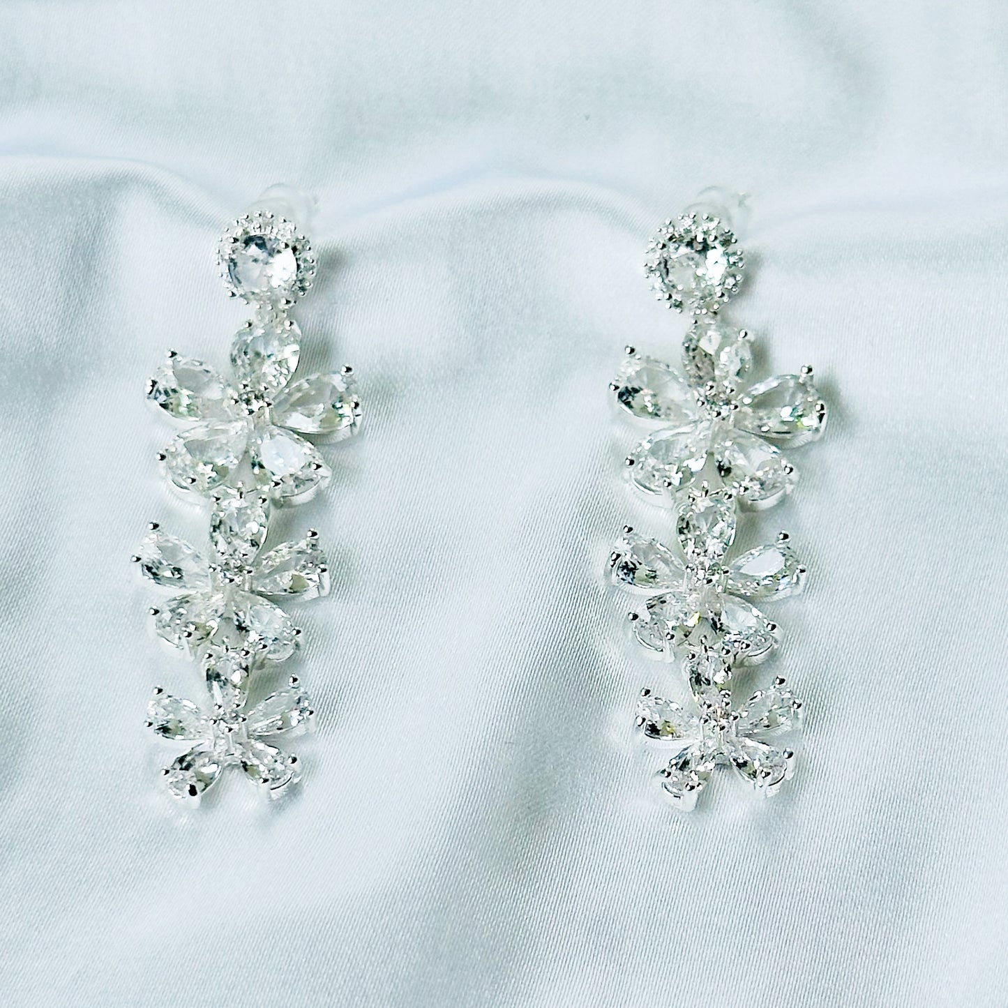 Solitaire Cubic Zirconia Ice Cut American Diamond Silver Plated Earrings