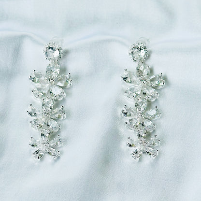 Solitaire Cubic Zirconia Ice Cut American Diamond Silver Plated Earrings