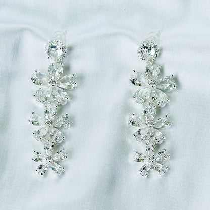 Solitaire Cubic Zirconia Ice Cut American Diamond Silver Plated Earrings