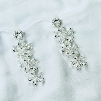 Solitaire Cubic Zirconia Ice Cut American Diamond Silver Plated Earrings