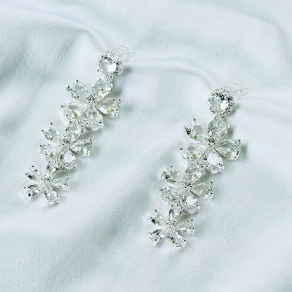 Solitaire Cubic Zirconia Ice Cut American Diamond Silver Plated Earrings