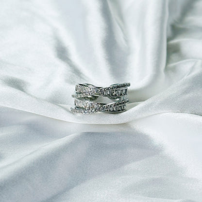 Solitaire Cubic Zirconia American Diamond Silver Plated Adjustable Ring