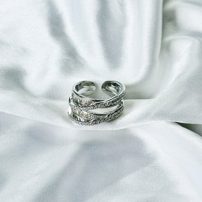 Solitaire Cubic Zirconia American Diamond Silver Plated Adjustable Ring