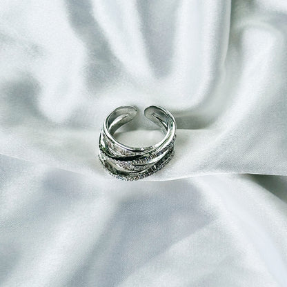 Solitaire Cubic Zirconia American Diamond Silver Plated Adjustable Ring
