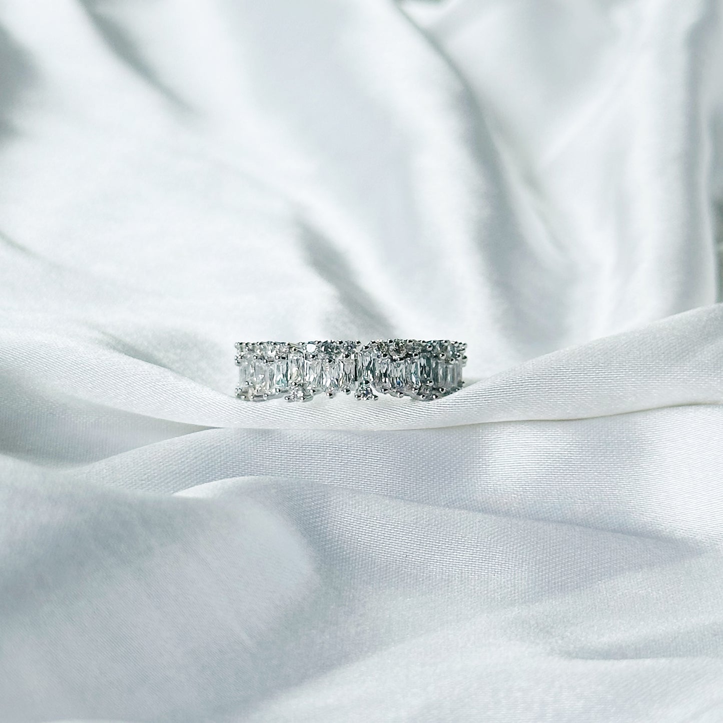 Solitaire Cubic Zirconia American Diamond Silver Plated Adjustable Ring