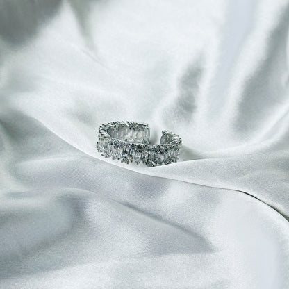 Solitaire Cubic Zirconia American Diamond Silver Plated Adjustable Ring