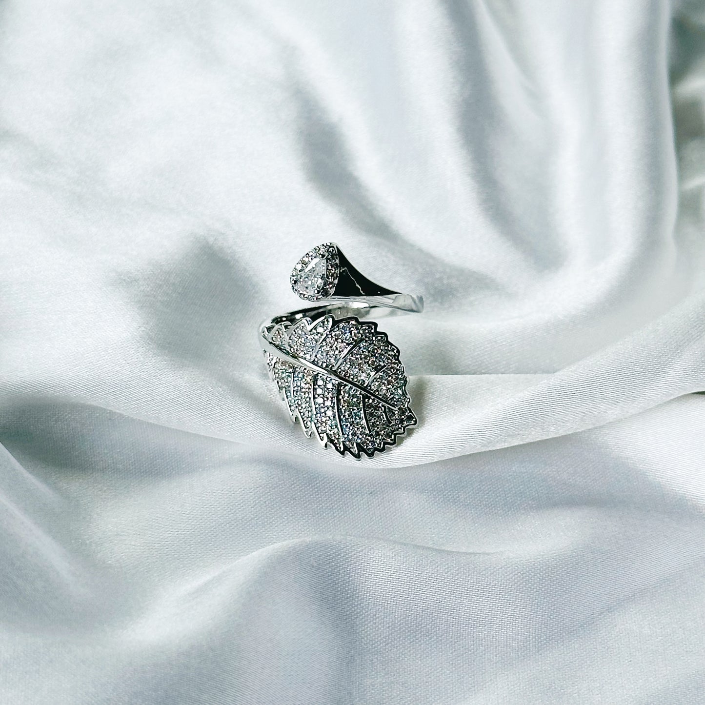 Solitaire Cubic Zirconia American Diamond Silver Plated Adjustable Ring
