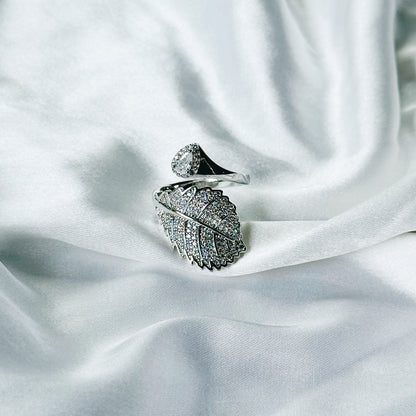 Solitaire Cubic Zirconia American Diamond Silver Plated Adjustable Ring