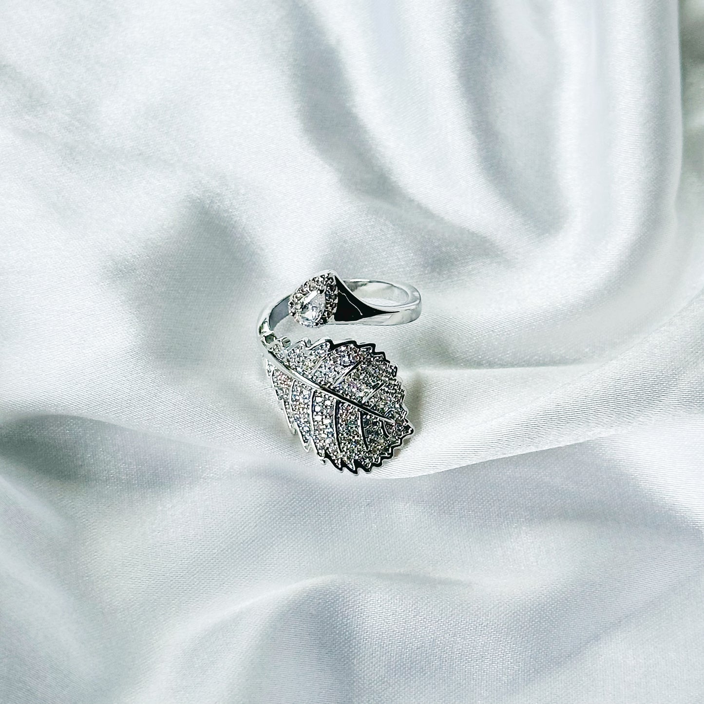 Solitaire Cubic Zirconia American Diamond Silver Plated Adjustable Ring